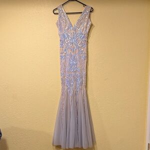 Windsor Light Blue Embellished Prom Dress